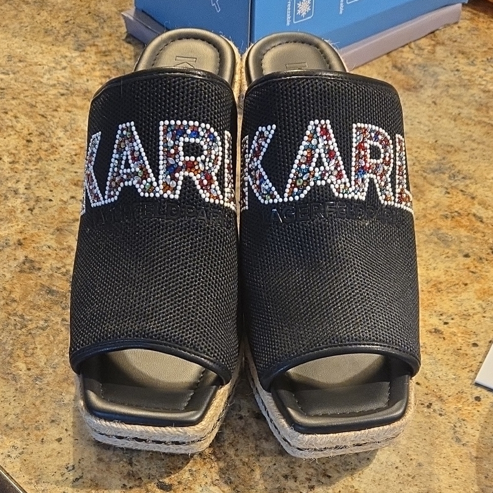 Karl Lagerfeld Corissa Slip on Espadrille Sandals With Wedge Heel Size 9.5M